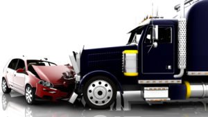large semi truck hitting a small compact car, truck accident lawyer, 18 wheeler truck accident lawyer