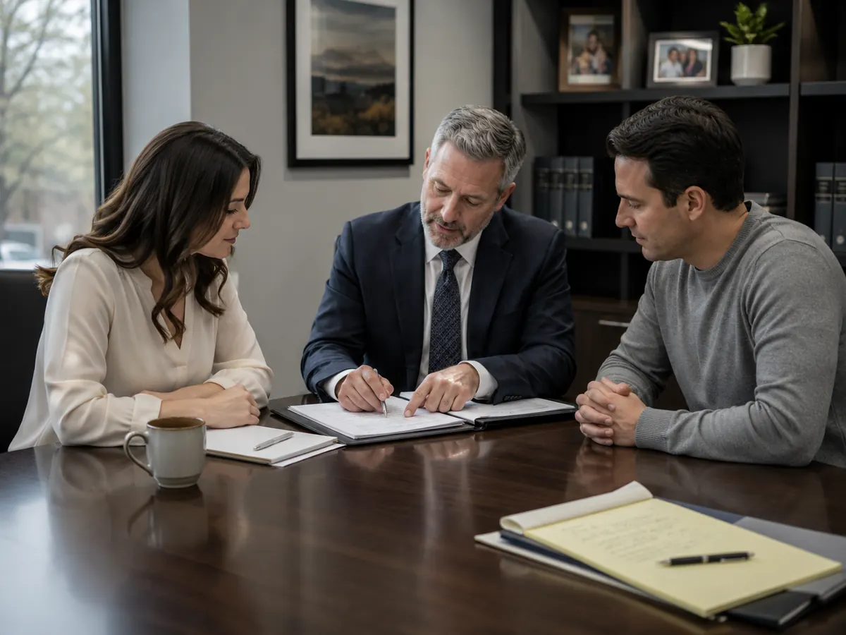 Award-winning divorce attorney explaining the North Carolina divorce process to a couple